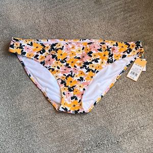 Target Kona sol bikini bottom size XL floral print yellow, pink and black NWT